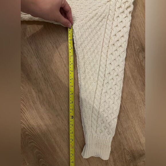 Aran Crafts Cable Knit Cream Cardigan Ireland Irish Fisherman Sweater Sz Large - Picture 7 of 7